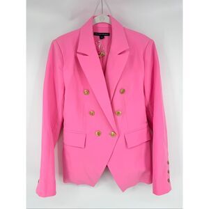 Boston Proper Pink Double Breasted Blazer Gold Buttons Stretch Jacket NWT Size 4